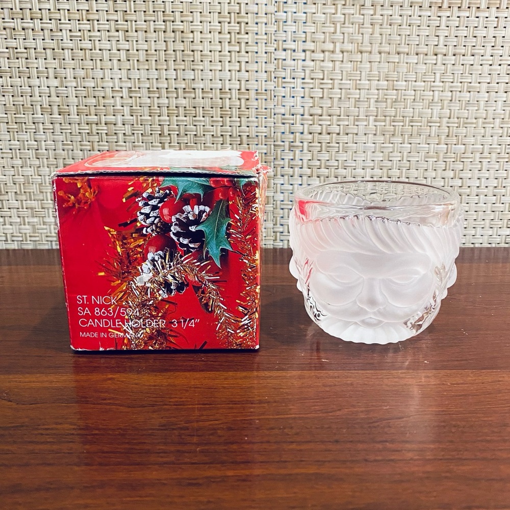 🎄VTG St. Nick Crystal Glass Candle Holder Mikasa Votive or Tea Light